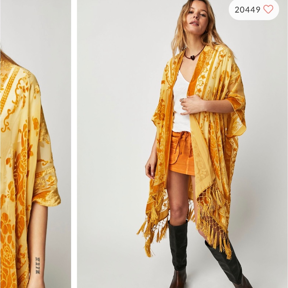 FREE PEOPLE NIGHTBIRD BURNOUT KIMONO